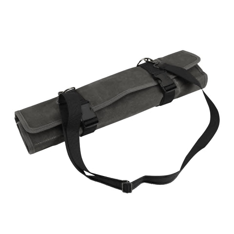 HERSENT travel ready knife roll bag in use for travel.