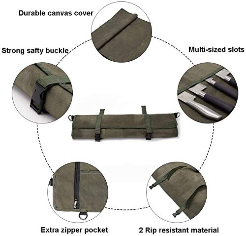 HERSENT knife roll secured buckle demonstrates portable travel-ready design for work or camping
