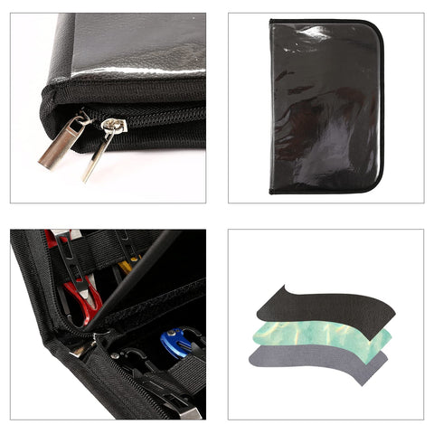 HERSENT magic tape closure demonstrates secure storage inside the case.