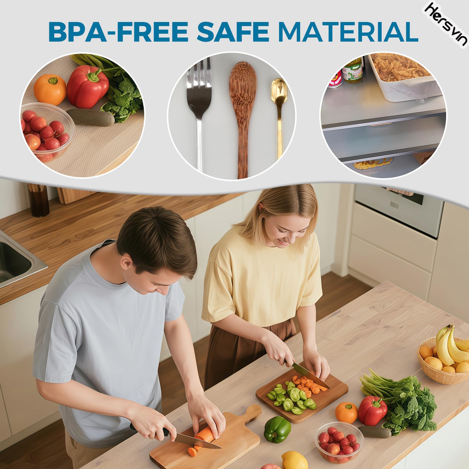 Hersvin fridge liner food grade EVA offers safe contact with fruits and vegetables.