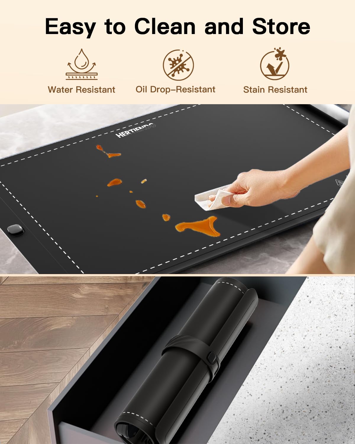 HERTIENDO compact rollable mat fits small spaces after storage