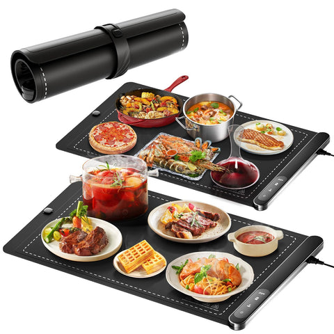 HERTIENDO food warming mat with graphene full-surface heating for fast, even meal warmth