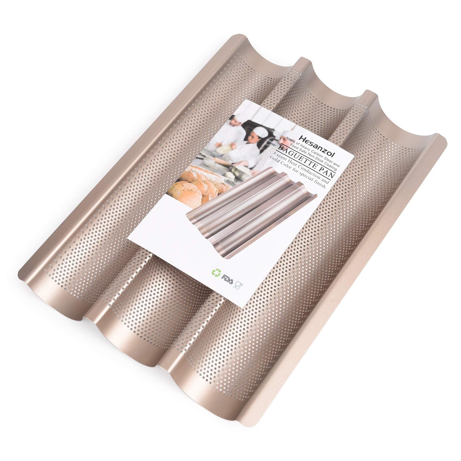 Hesanzol baguette pan oven-ready perforations for even browning