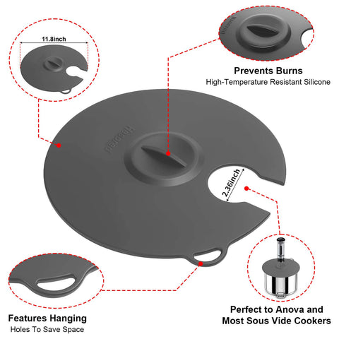 Close-up of Hescred heavy silicone lid showing durable seal.