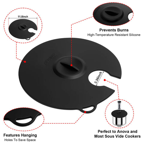 Hescred silicone lid close-up highlighting durable seal and flexibility.
