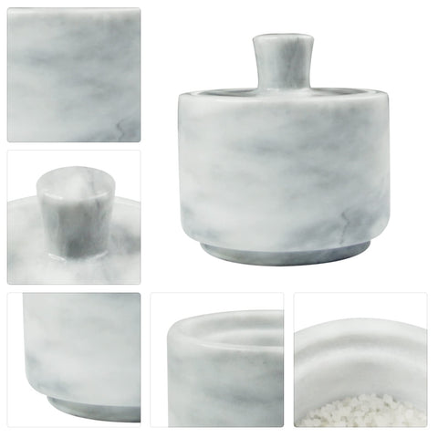 HESHIBI marble container with lid complements any shelf decor.