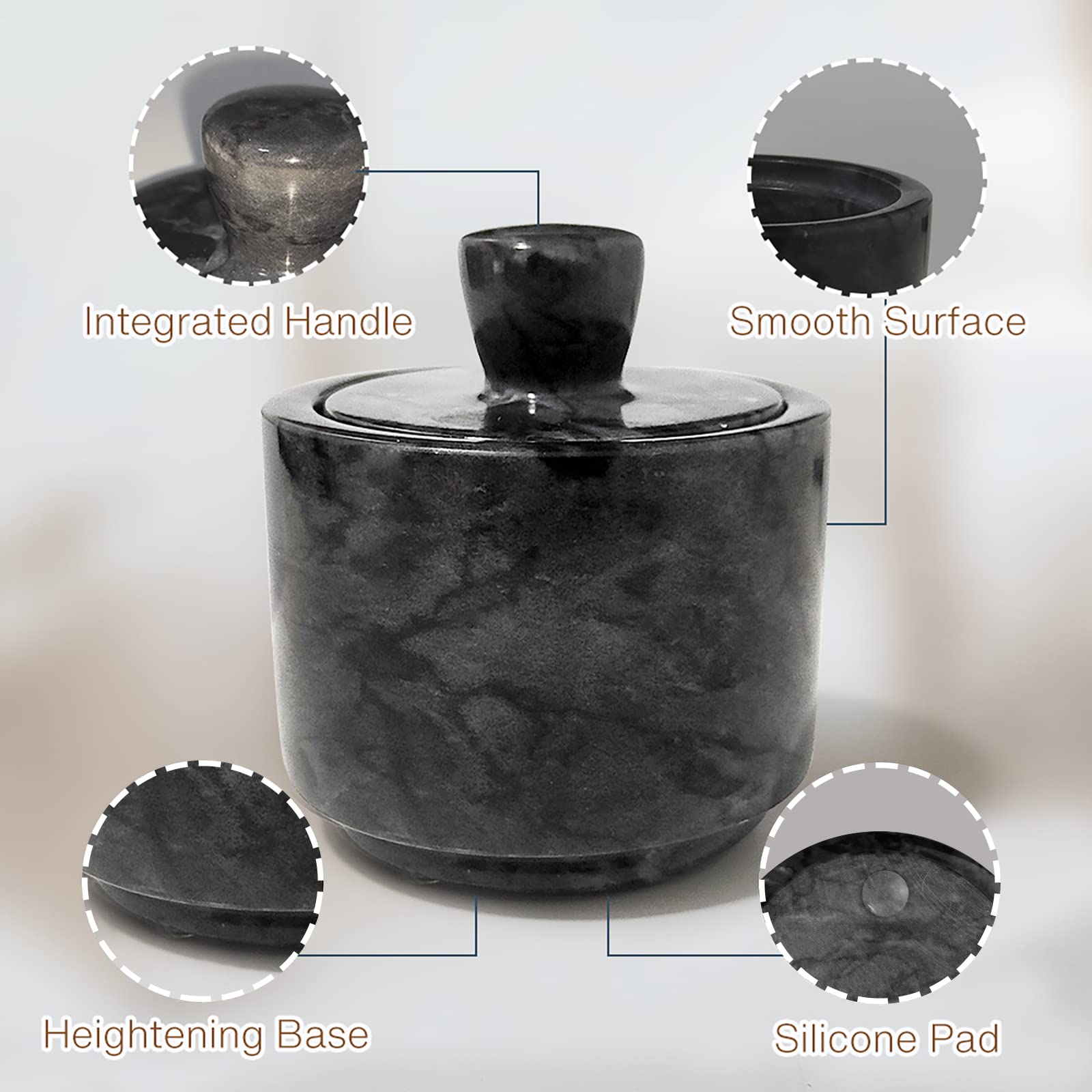 HESHIBI marble salt cellar with a 3.1-inch diameter for compact countertop use.