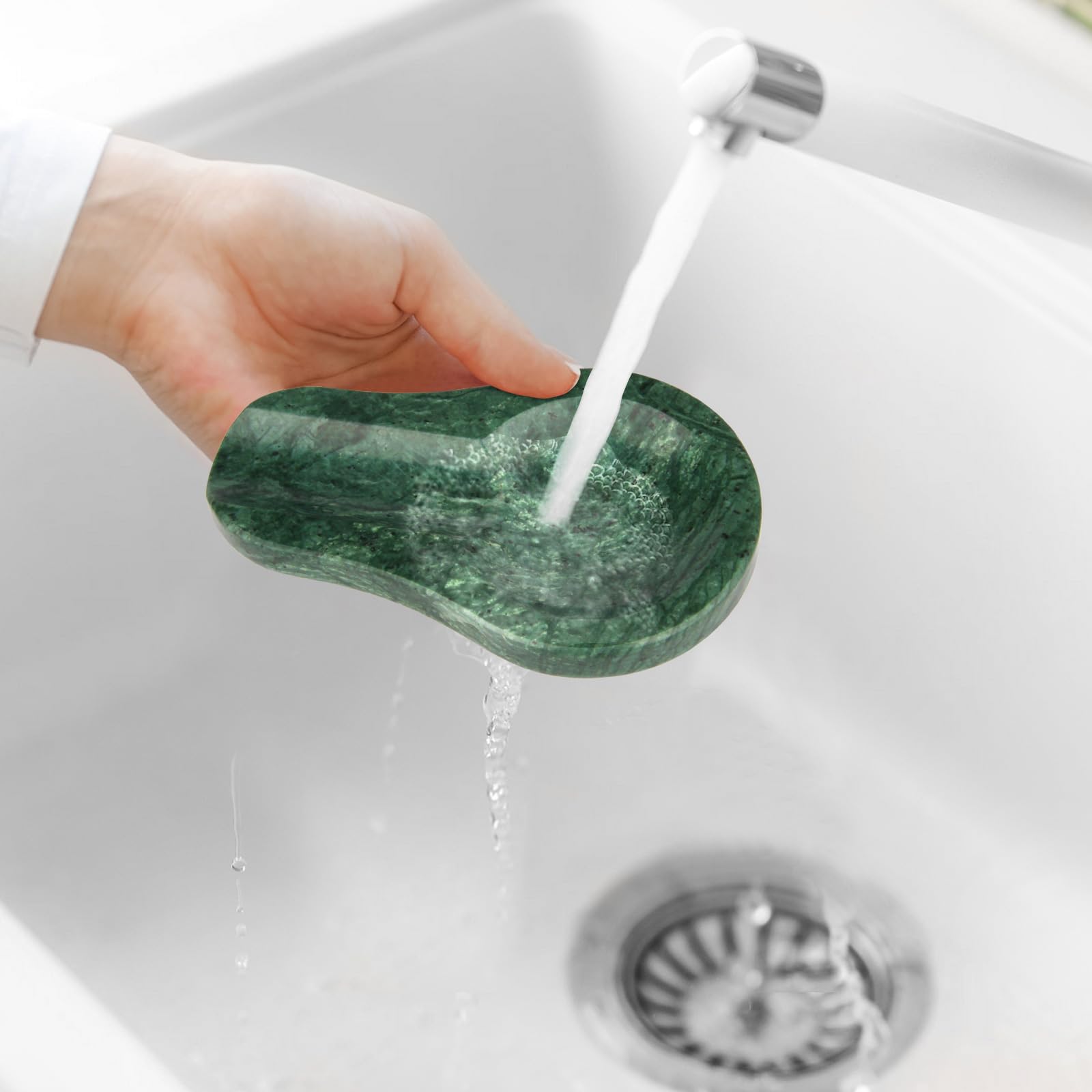HESHIBI marble spoon rest close-up texture and durability