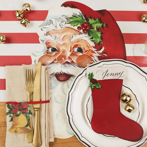Hester and Cook disposable Christmas placemats pack showcases cheerful, guest-ready dinnerware protection.