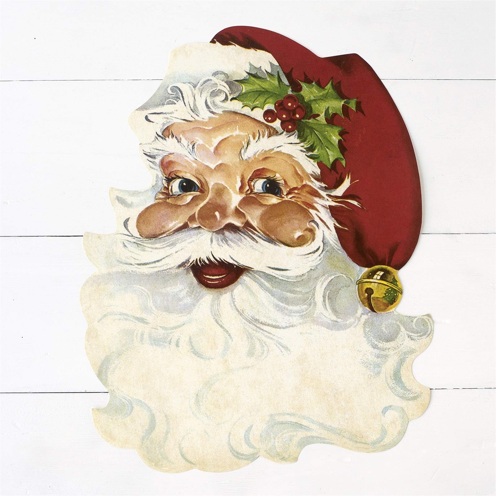 Hester and Cook Santa placemat pattern close-up highlighting colorful holiday artwork.
