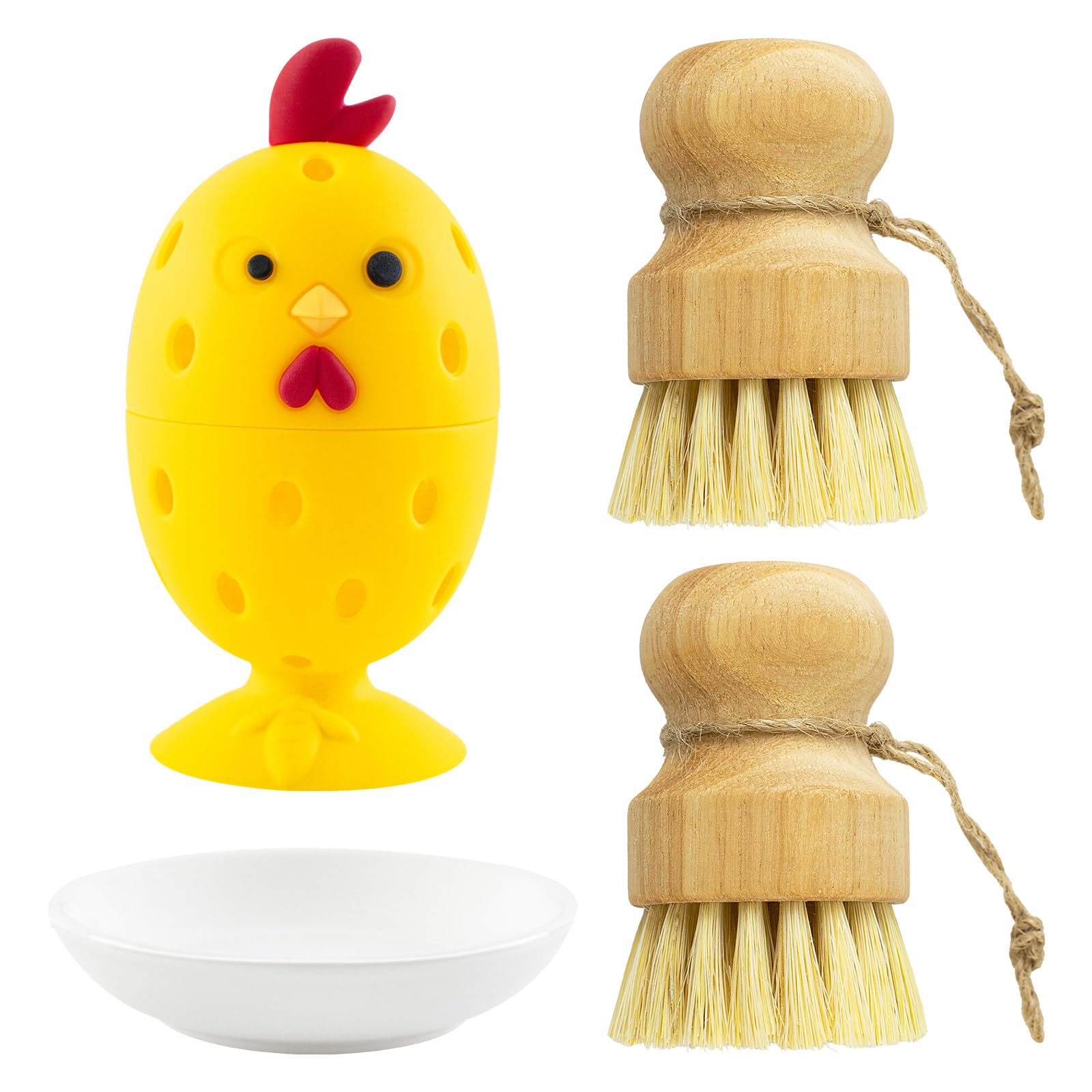 Heuihm ceramic holder keeps brushes dry and accessible.