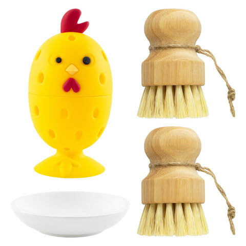 Heuihm ceramic holder keeps brushes dry and accessible.