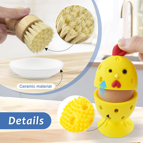 Heuihm sisal wood brush with ceramic holder keeps tools organized.