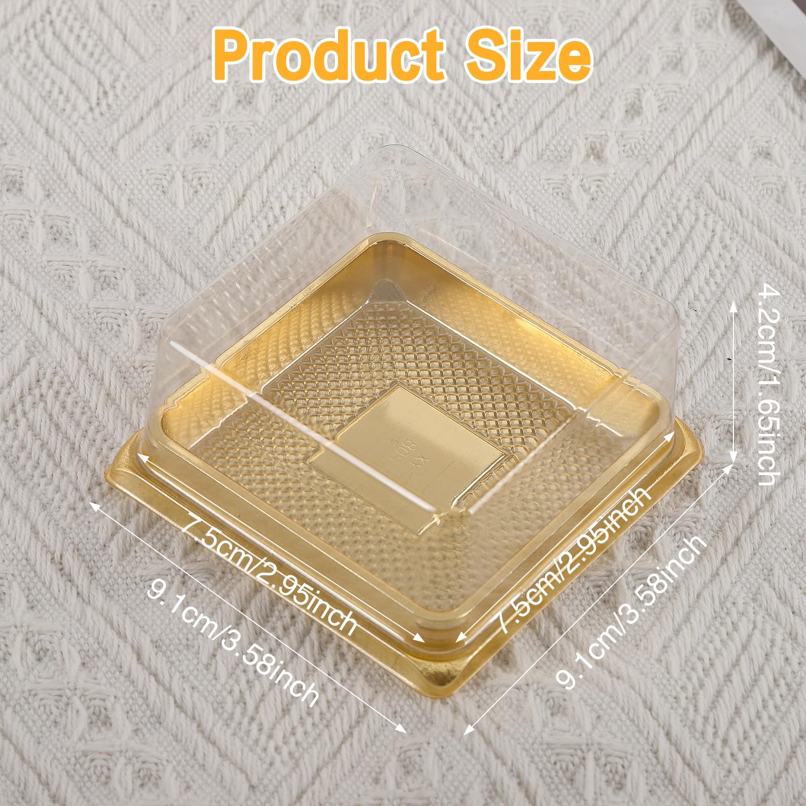 Hewnda clear mini cake box lid close-up with secure seal.
