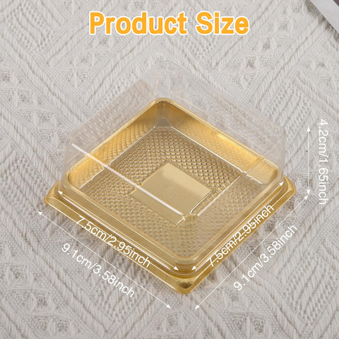 Hewnda clear mini cake box lid close-up with secure seal.