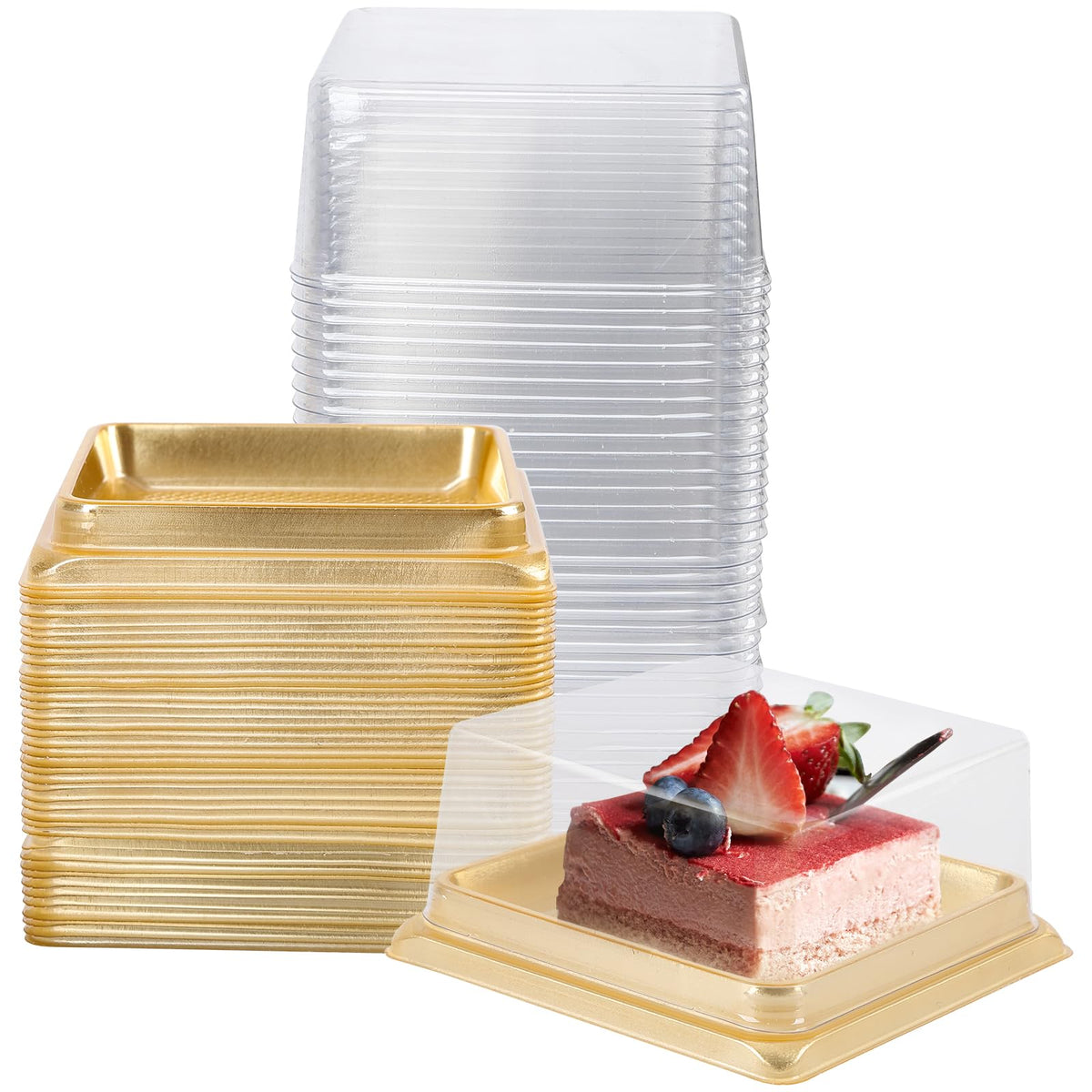 Hewnda gold cake pans bottom 3in and height 1-1/2in for stable presentation.