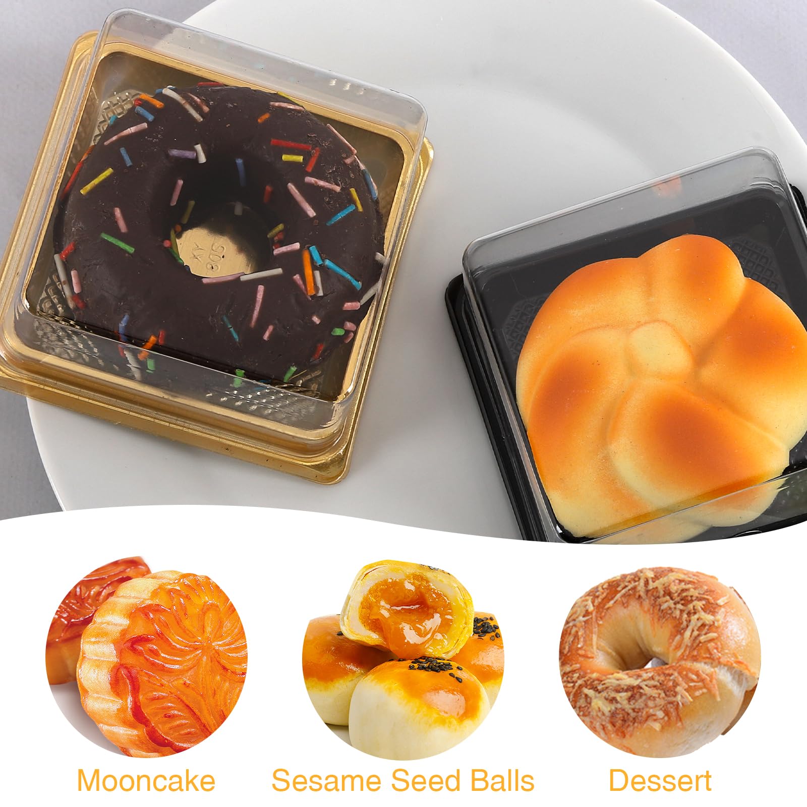 Hewnda clear mini cake box top dome for easy transport.