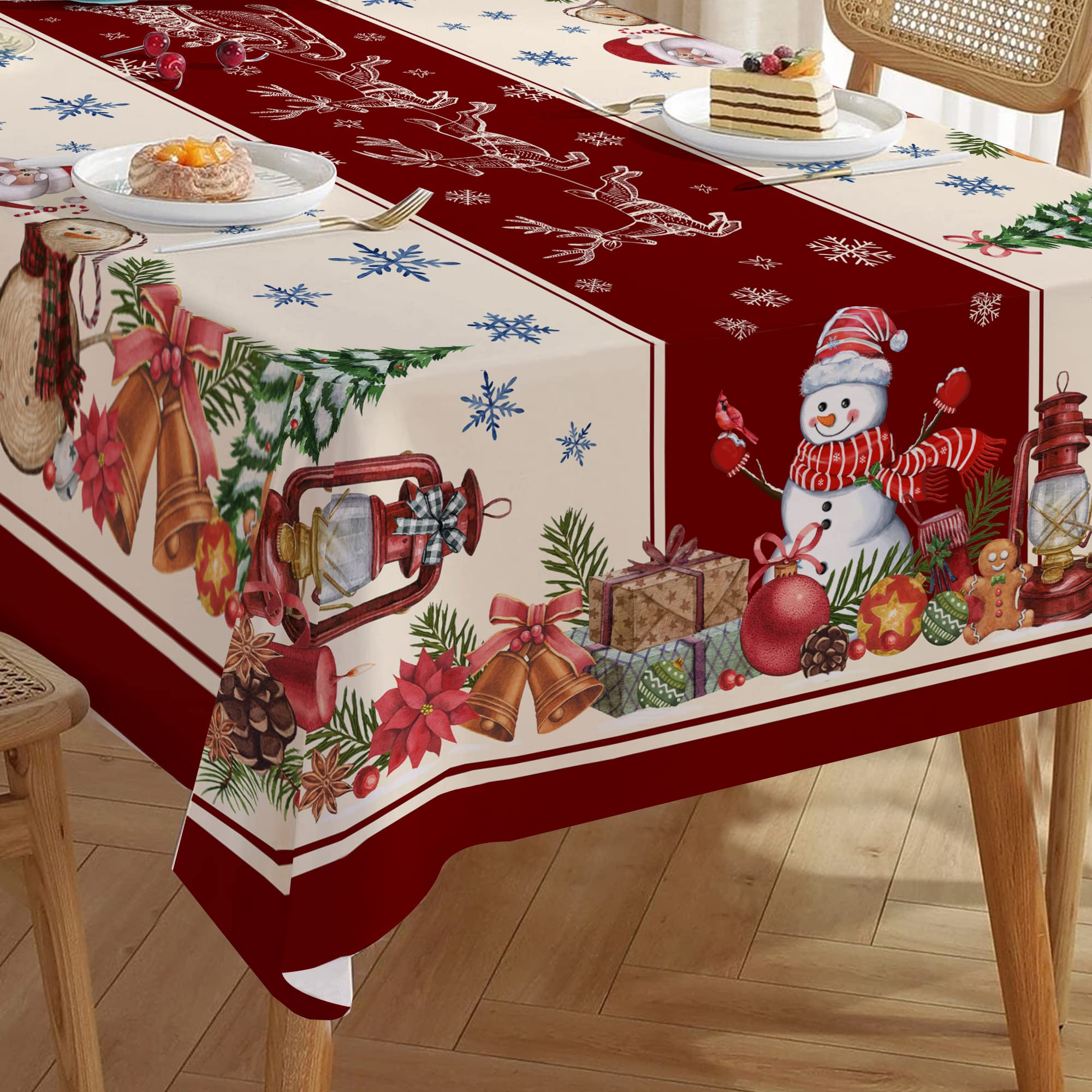 Hexagram dining tablecloth Christmas rectangular 60x120 protects surfaces while brightening meals.
