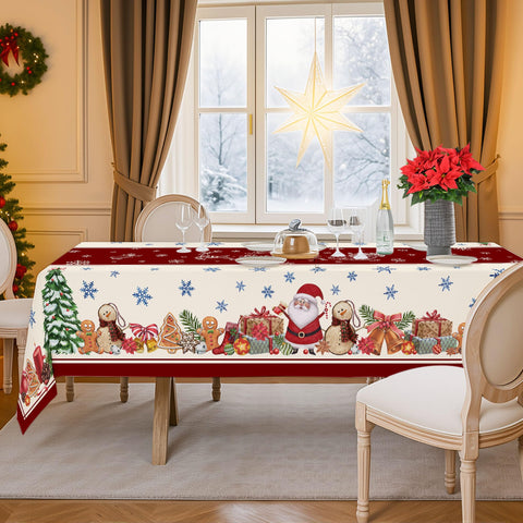 Hexagram outdoor Christmas tablecloth rectangular 60x120 ideal for patio parties.