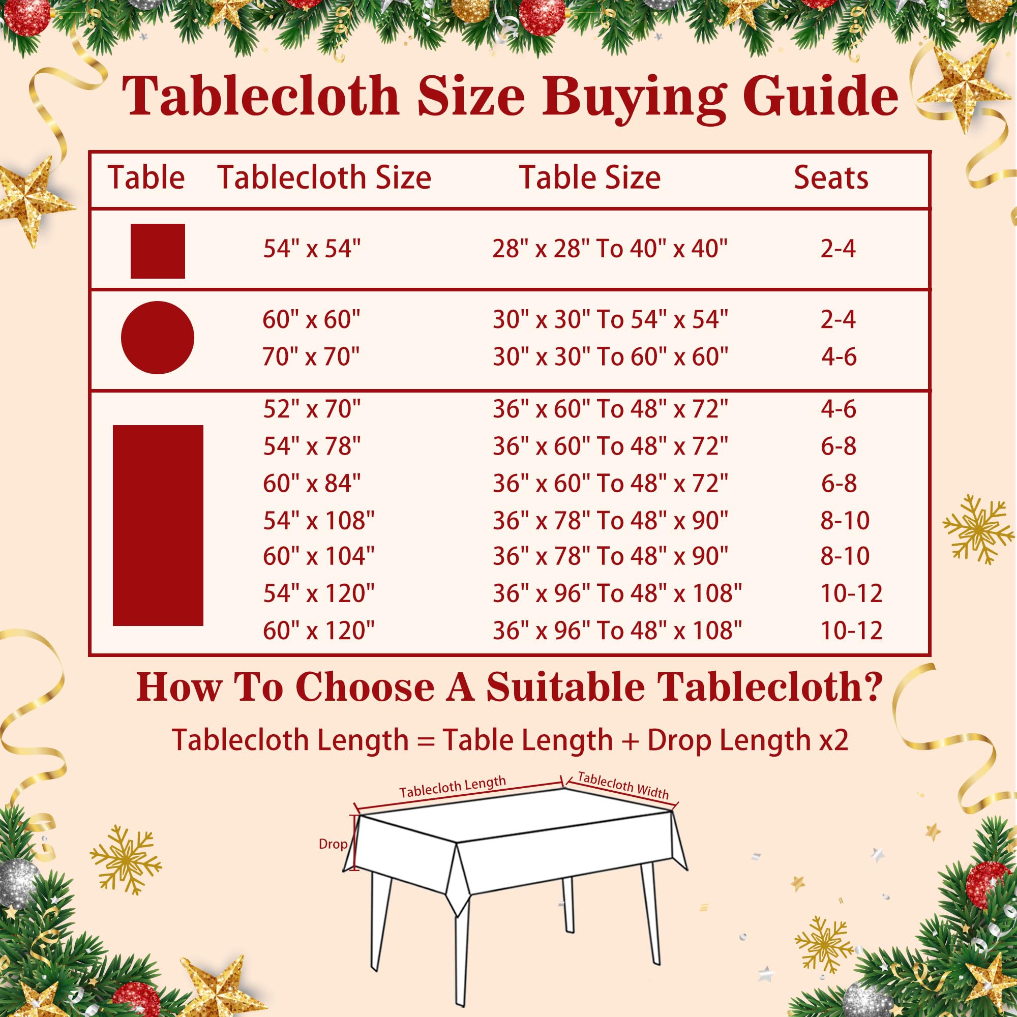 Hexagram premium polyester tablecloth rectangular 60x120 resists wrinkles and stains.