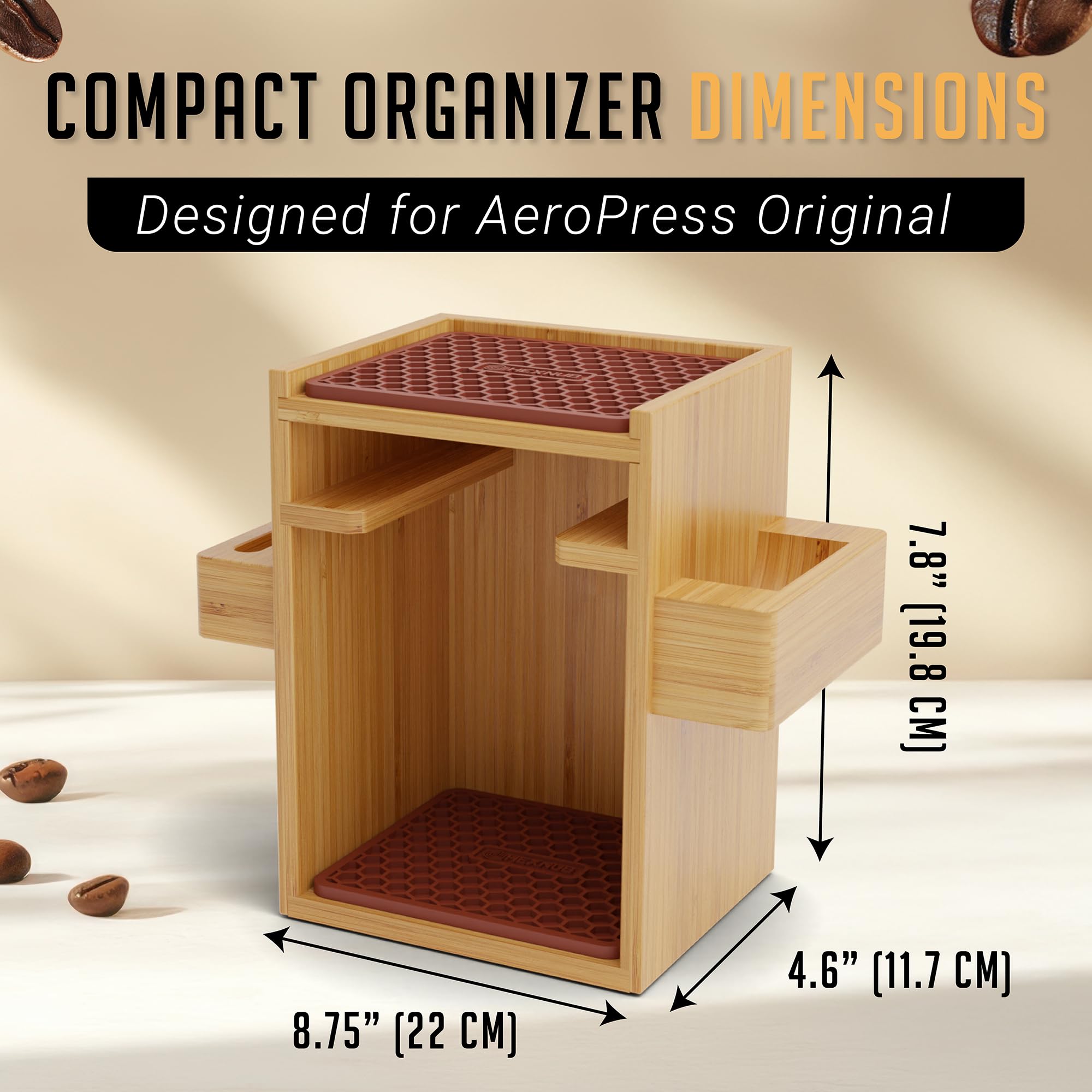 HEXNUB Aeropress accessory mats protect countertops during brewing and drying.
