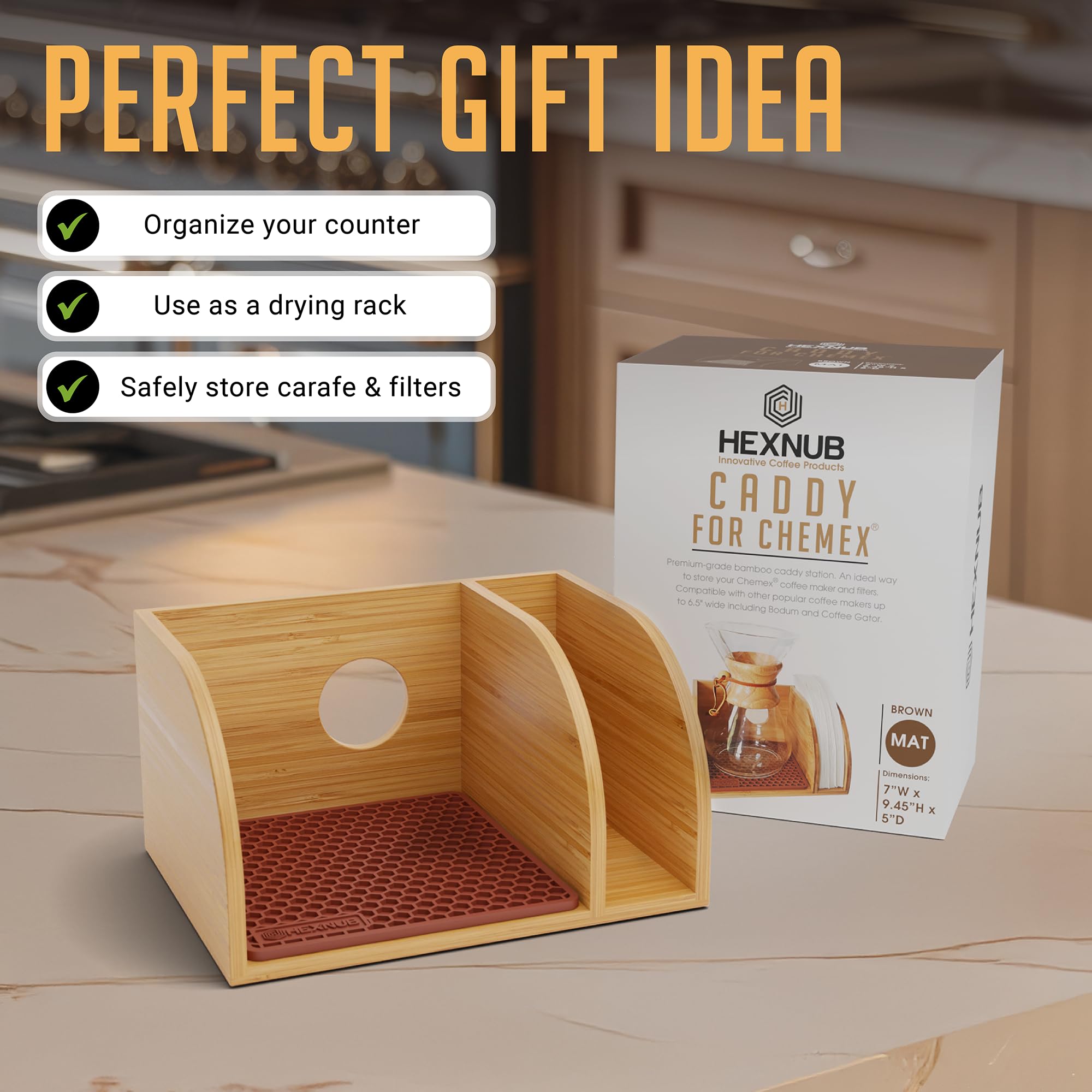 HEXNUB Bamboo Caddy money-back guarantee seal and reassurance