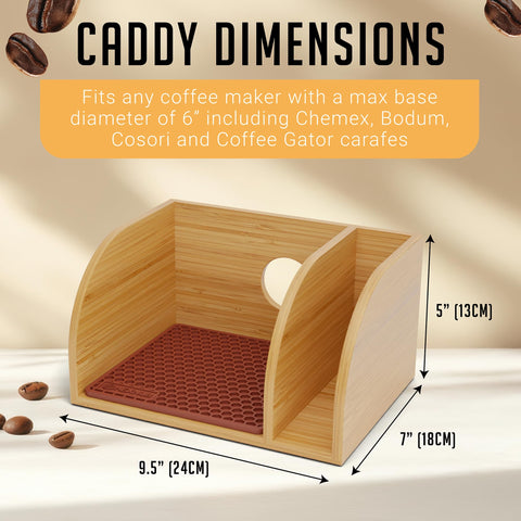 HEXNUB bamboo lid on carafe helps keep coffee warmer and cleaner