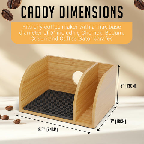 HEXNUB bamboo stand with filter holder stores filters and napkins neatly.