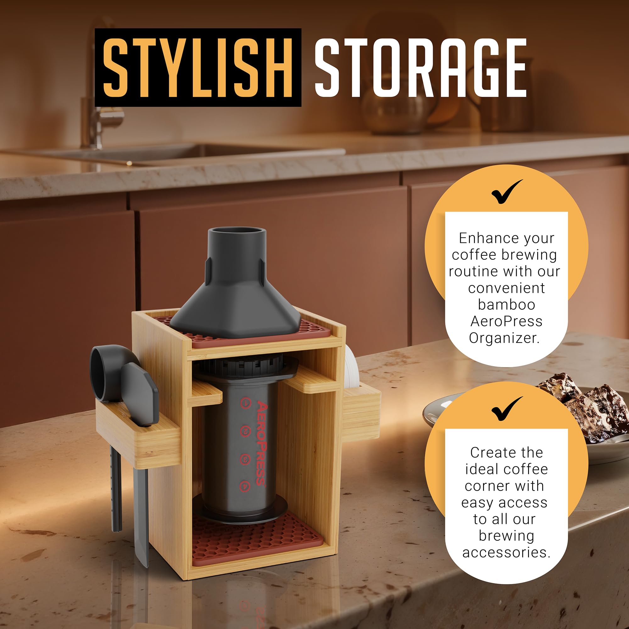 HEXNUB heat-resistant silicone mats catch drips for a cleaner coffee workspace.