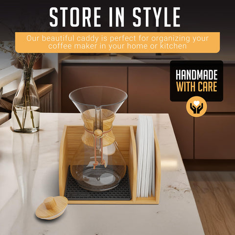HEXNUB heat-retaining lid on carafe helps keep coffee warmer and dust-free.