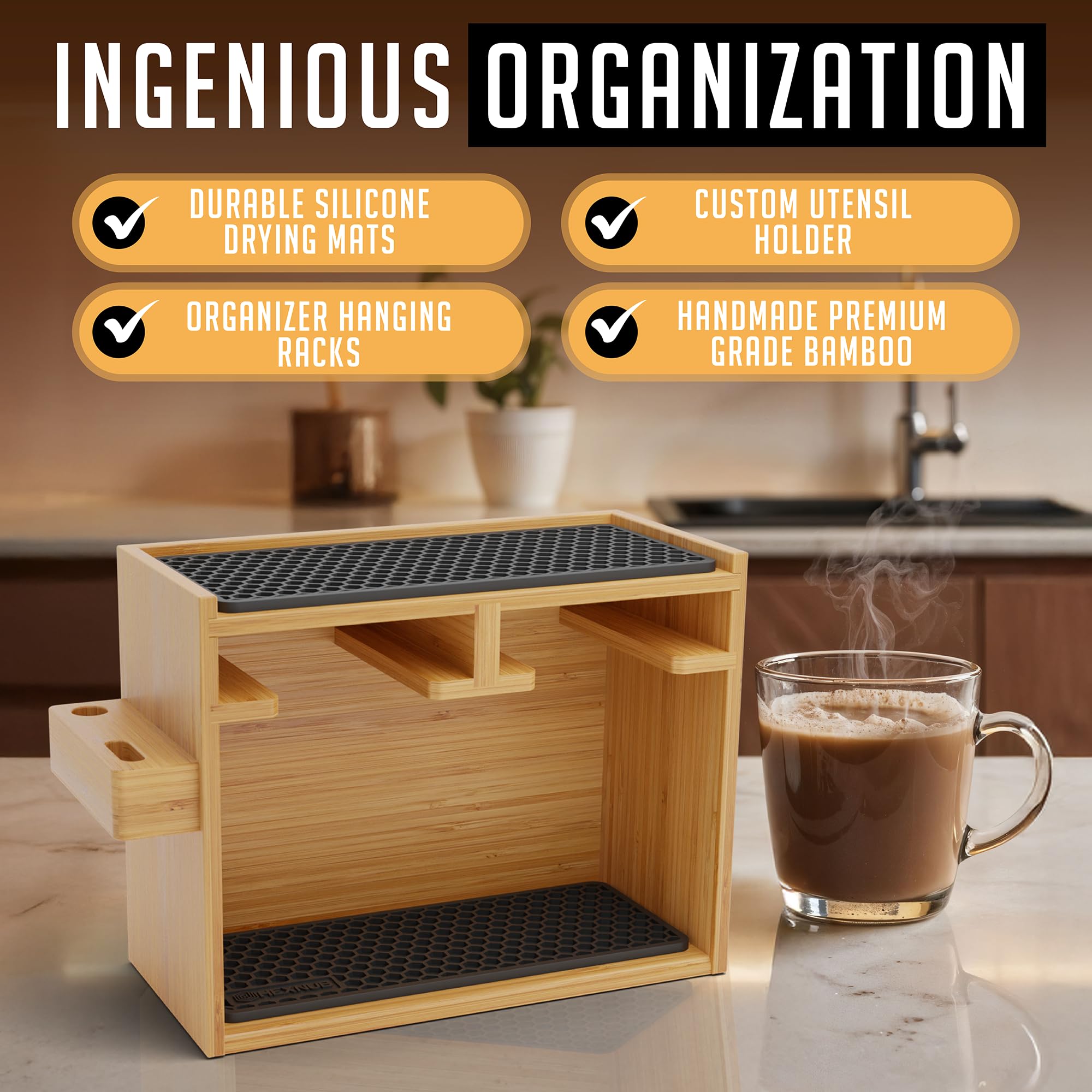 HEXNUB bamboo craft highlights an eco-friendly, sturdy coffee setup.