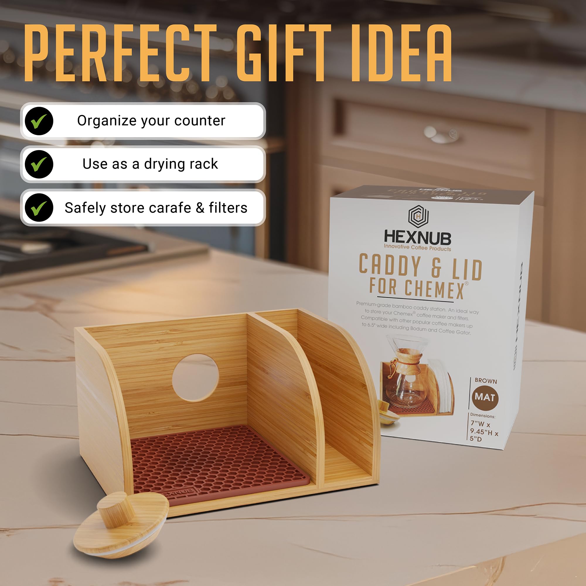 HEXNUB non-toxic bamboo construction supports sustainable coffee rituals