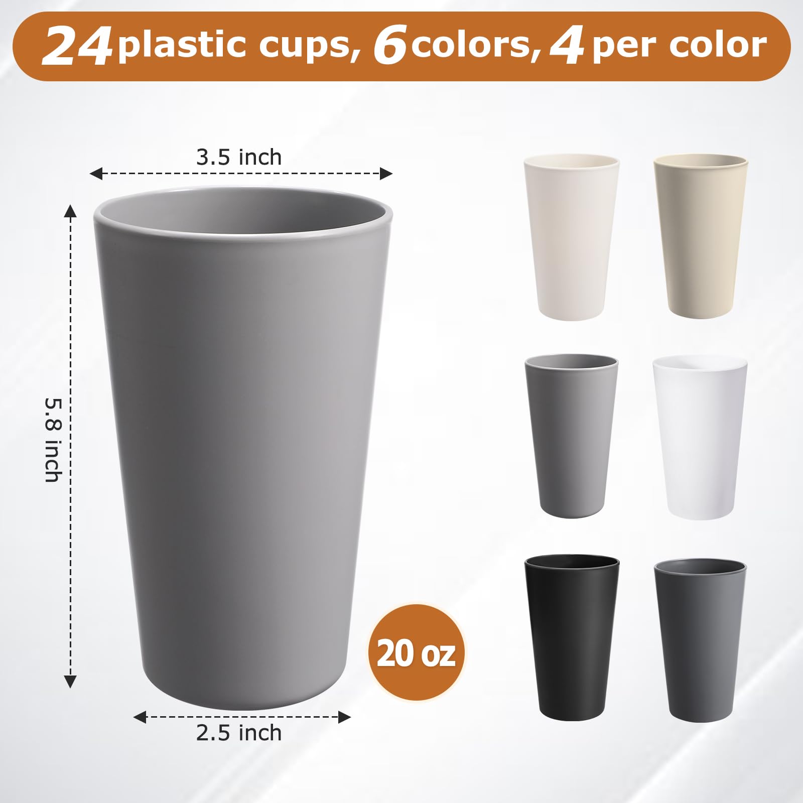 HEYCOME 20 oz cups in a colorful six-color set for family meals