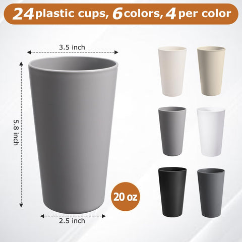 HEYCOME 20 oz cups in a colorful six-color set for family meals