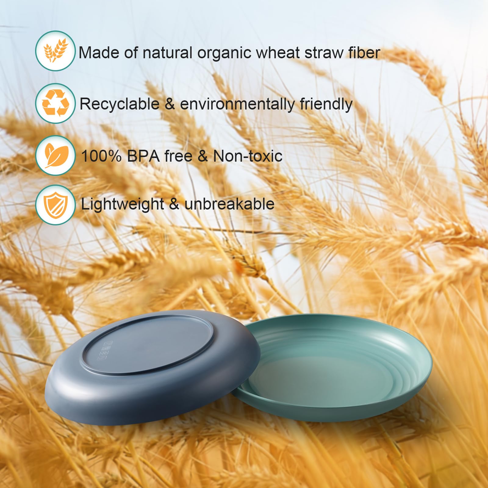 HEYCOME BPA-free natural wheat straw plates are safe and clean.