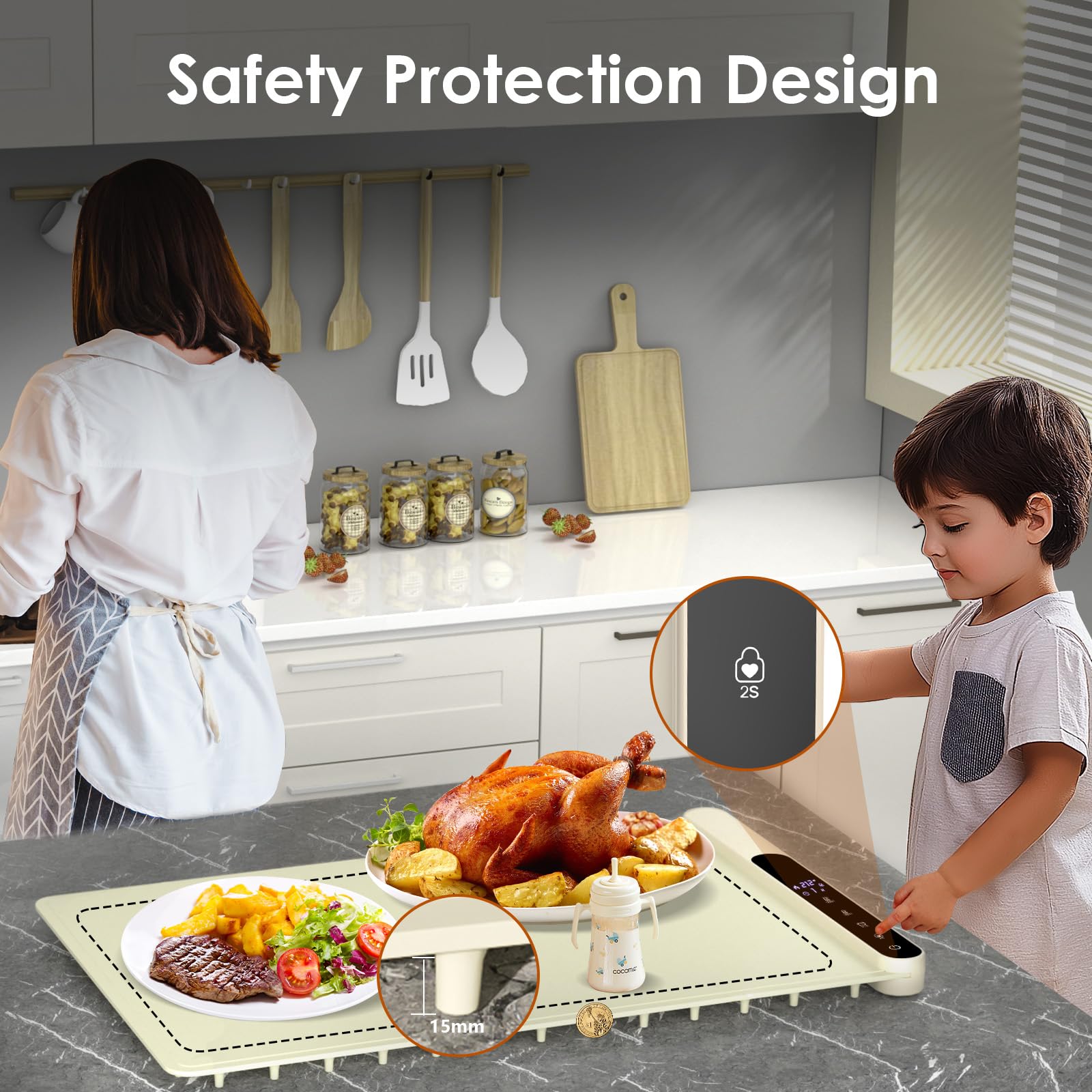 Heyfavor warming mat anti-scald raised feet protect surfaces
