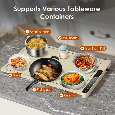 Heyfavor warming mat food-grade silicone surface easy to wipe clean