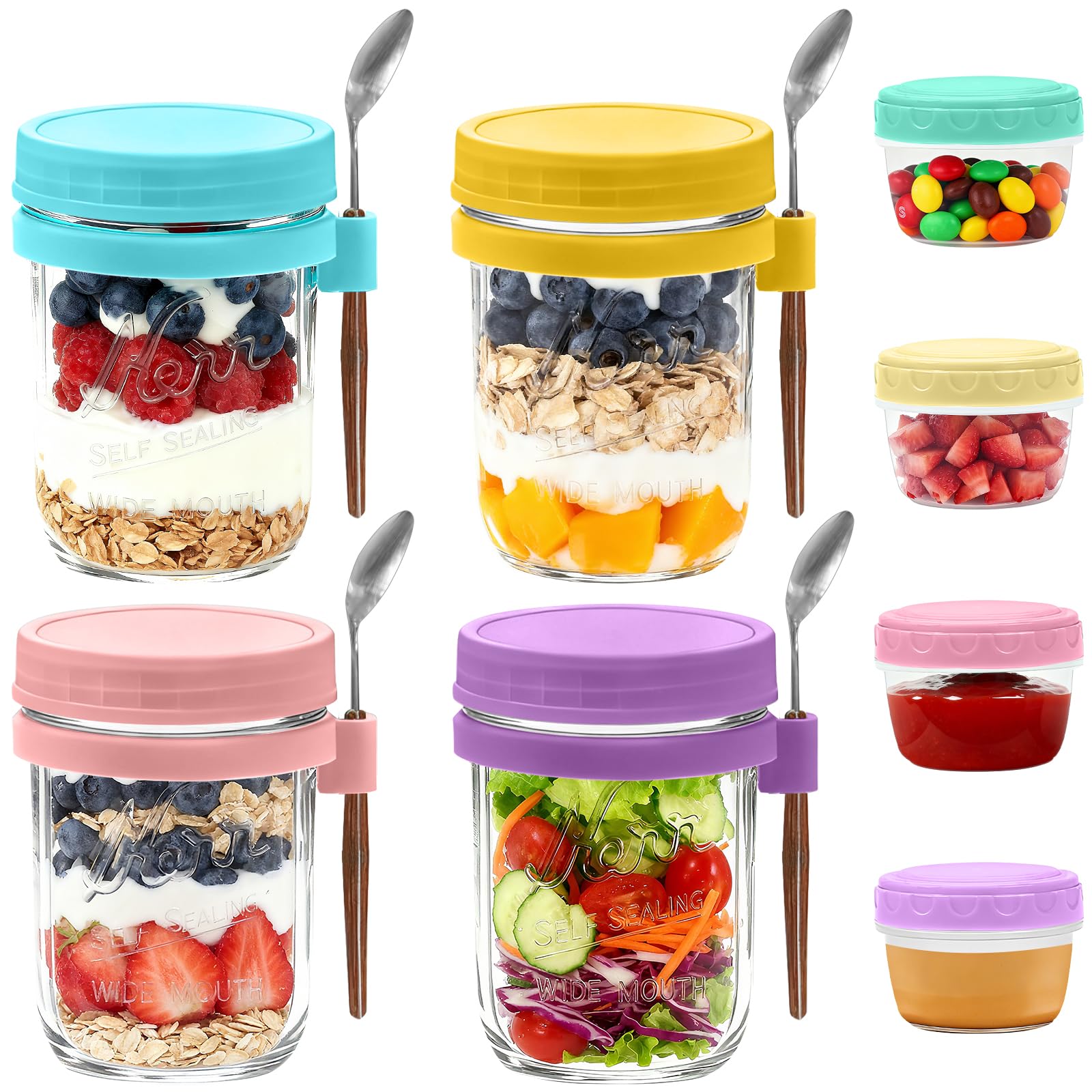 Heyglee overnight oats containers with lids for secure, fresh meals