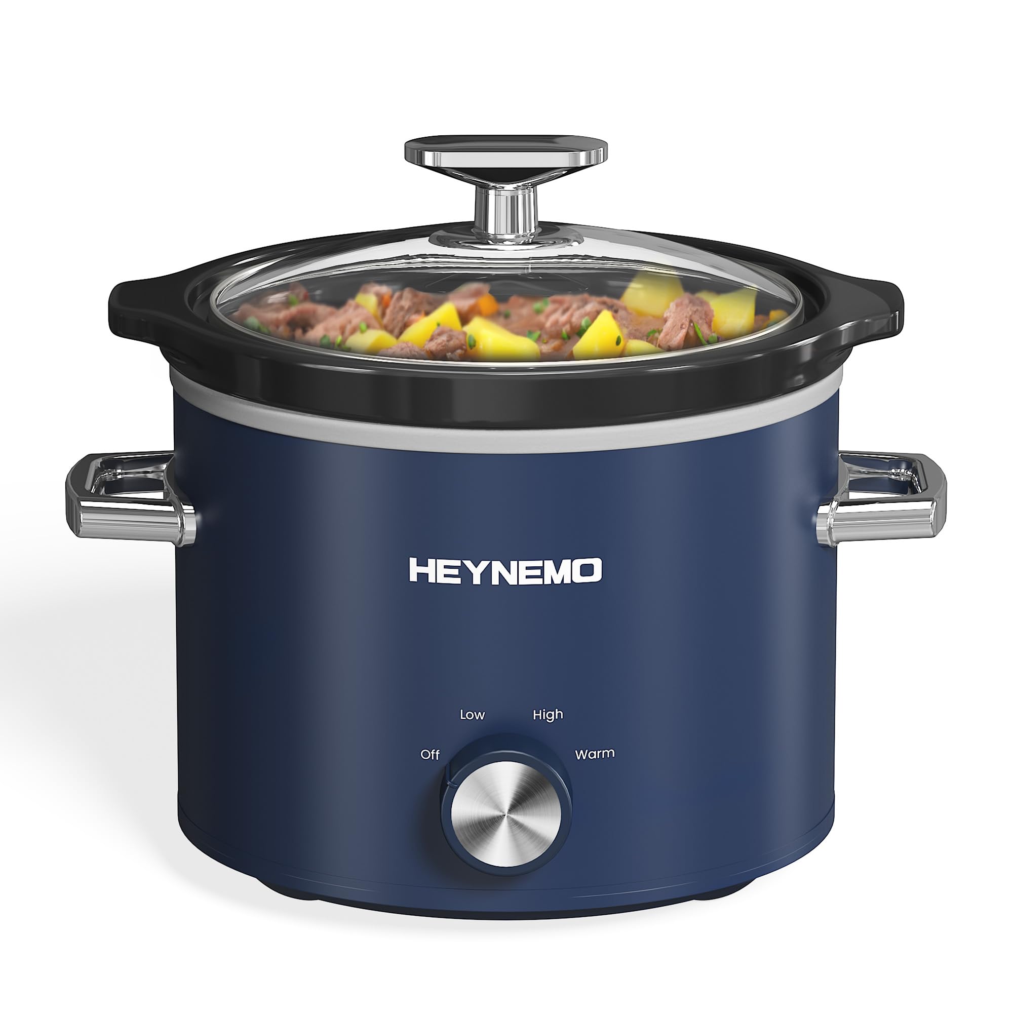 HEYNEMO 2qt slow cooker blue body for compact meals and dips