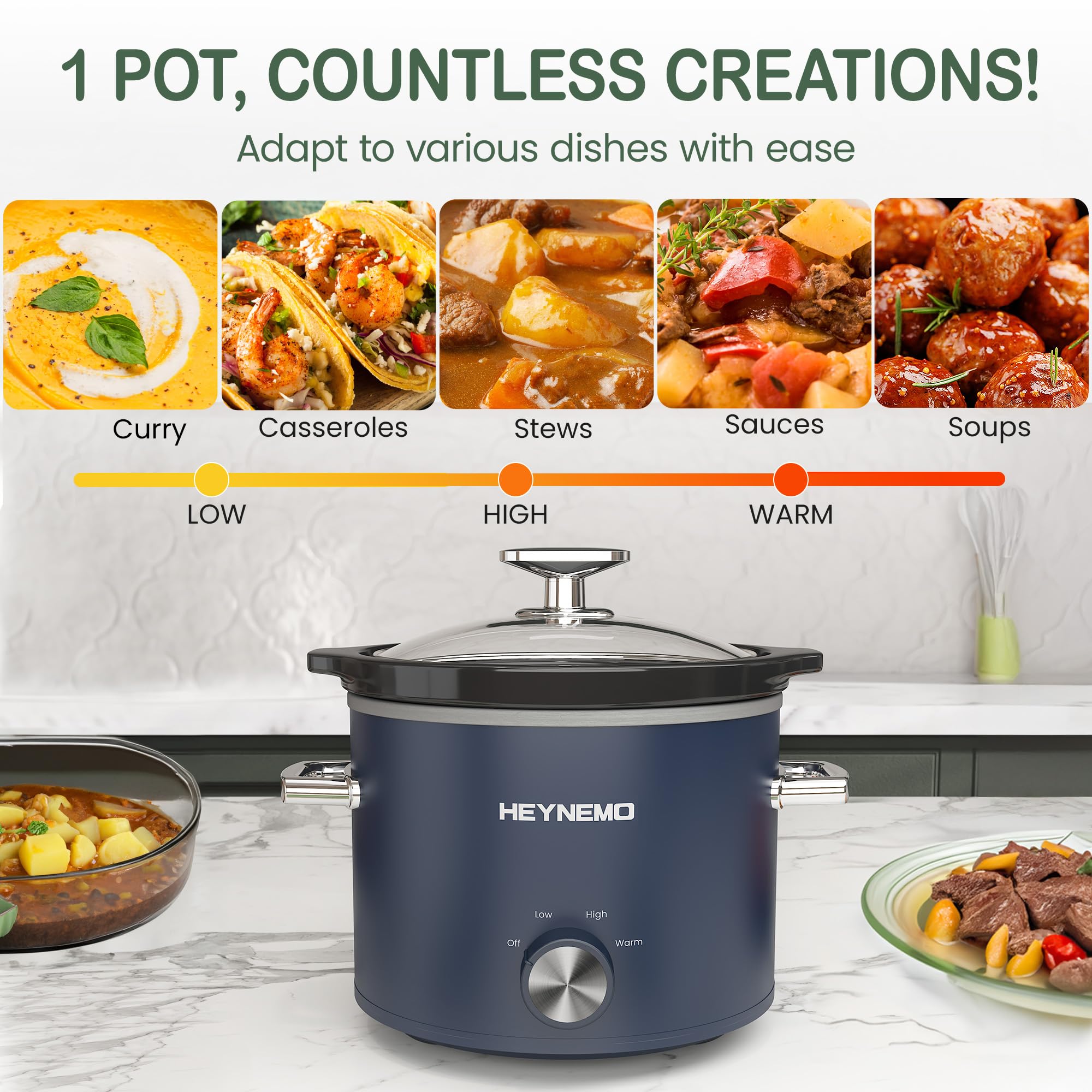 HEYNEMO upgraded ceramic pot for even heating and easy cleanup
