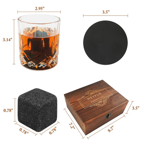 HEYPUB eight granite chilling rocks cools whiskey without watering.