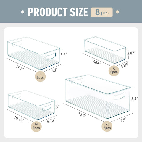 Heyuzb clear PETG bins provide deep storage and quick access.