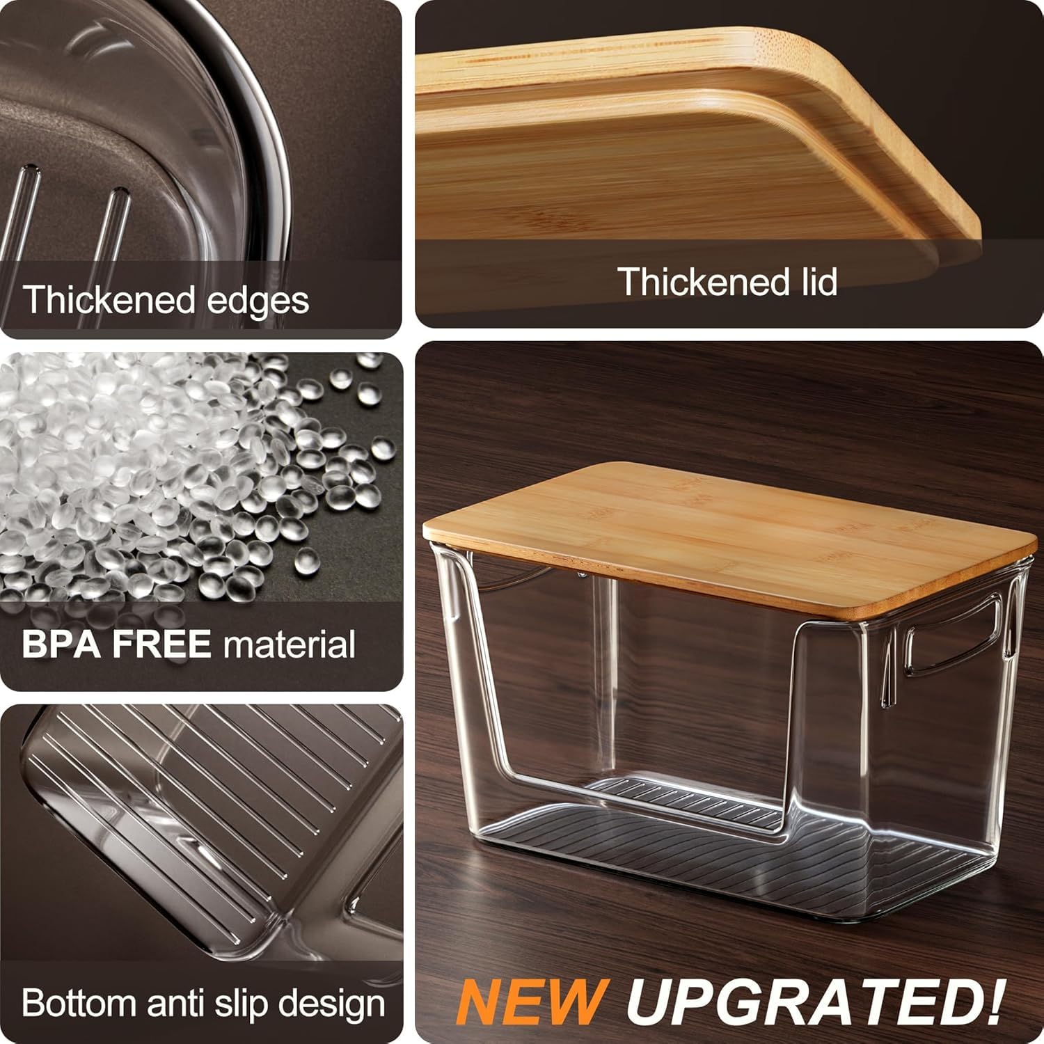 Heyuzb heavy-duty plastic bin side view emphasizes durability.