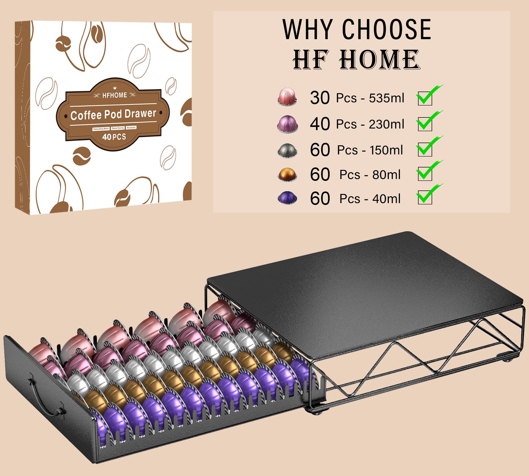 HFHOME durable iron construction with non-slip feet protects countertops.