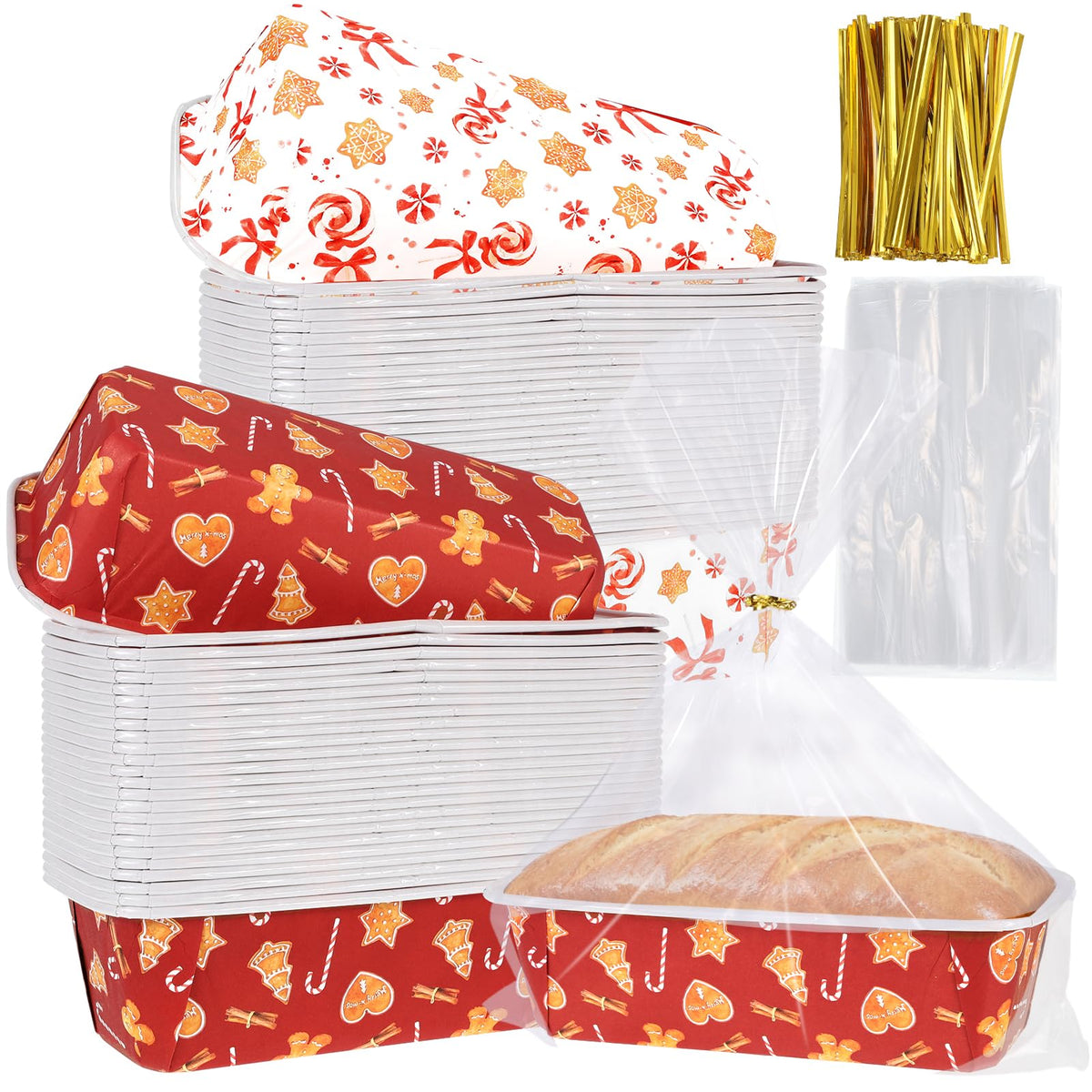 HFYZZ Christmas paper loaf pan set for festive baking and gifts