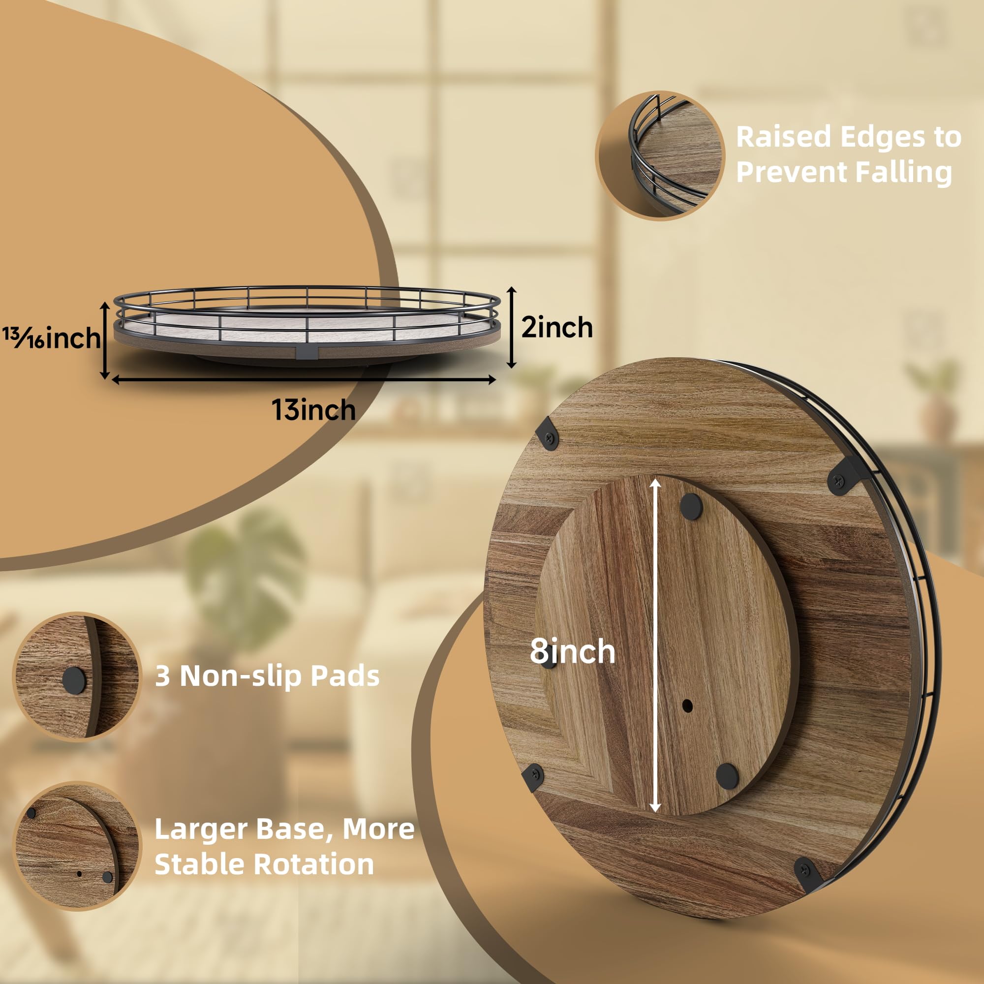 HGF Acacia lazy susan 360° rotation demonstration for quick reach