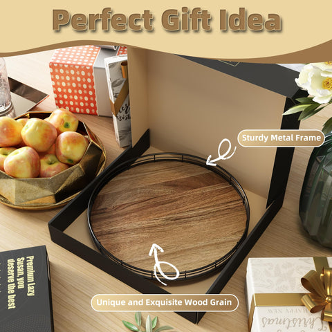 HGF Acacia lazy susan coffee-table decor display options