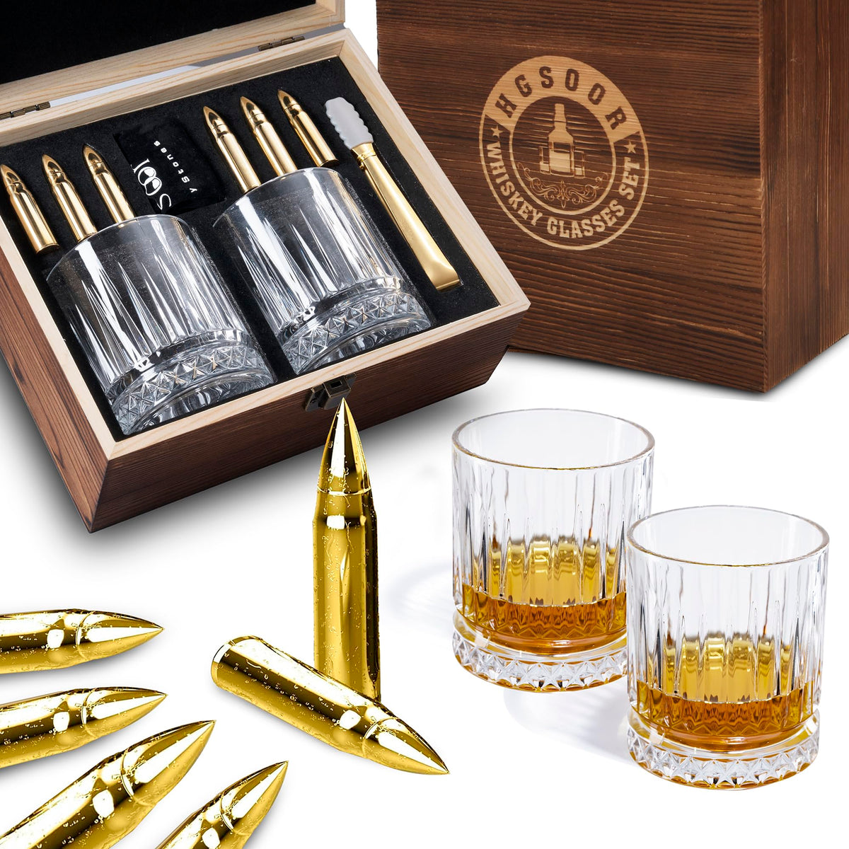 Hgsoor two lead free whiskey glasses for stylish pours and easy handling
