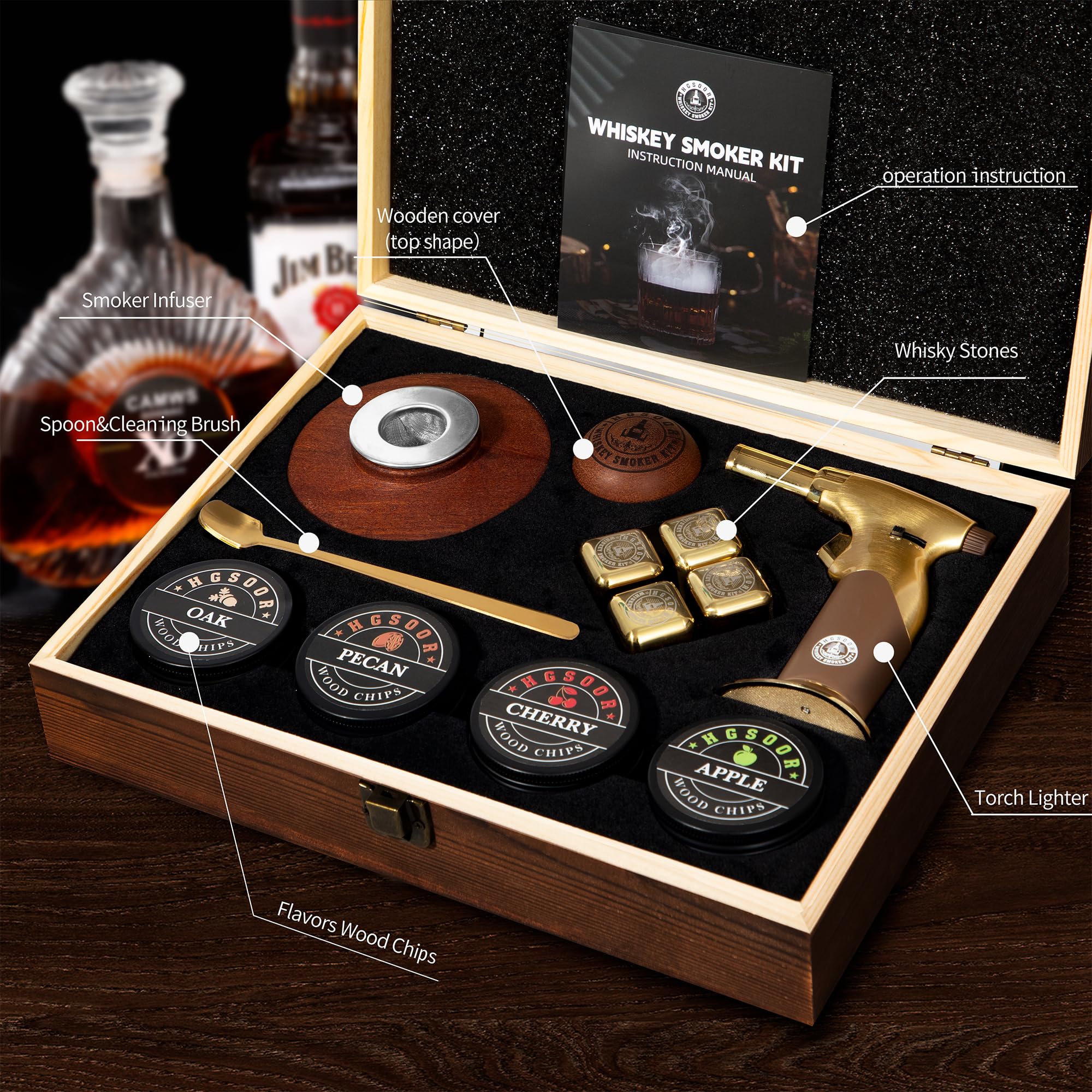 Hgsoor whiskey smoker kit gift box showcases premium packaging