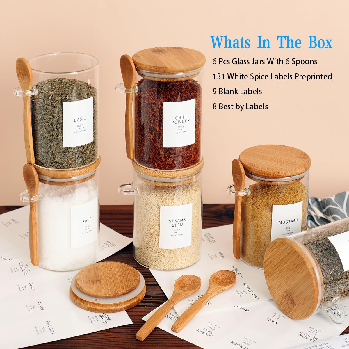 HHMJSM 17 oz pantry jar with labels for organized storage